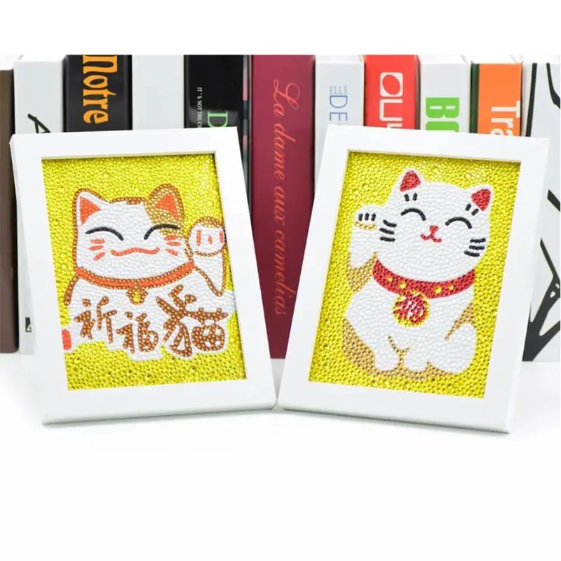 Кошка, кошка, сделай сам, 5D, полная дрель, круглая Алмазная картина, картина, Набор для вышивки крестиком, вышивка ручной работы, домашний декор с рамкой для детей