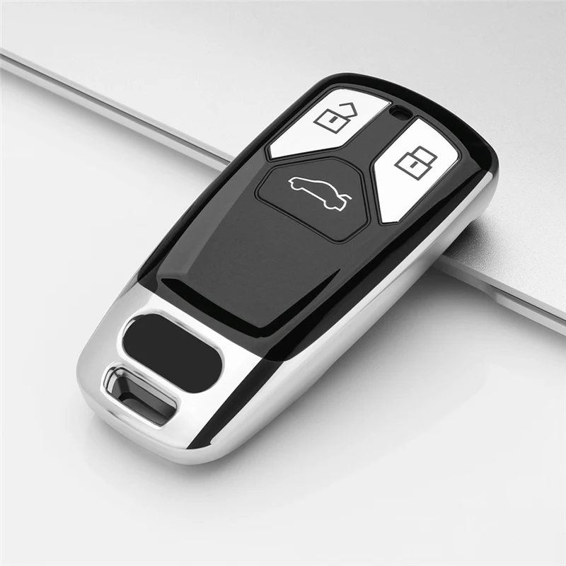 B-Silver Мягкий чехол из ТПУ для автомобильных ключей для Audi A4, новинка, A4L, A5, A6L, QT, S5, S7, Q7, TTS, Audi, чехол для ключей, автомобильные аксессуары, украшение - Название цвета: B-Silver