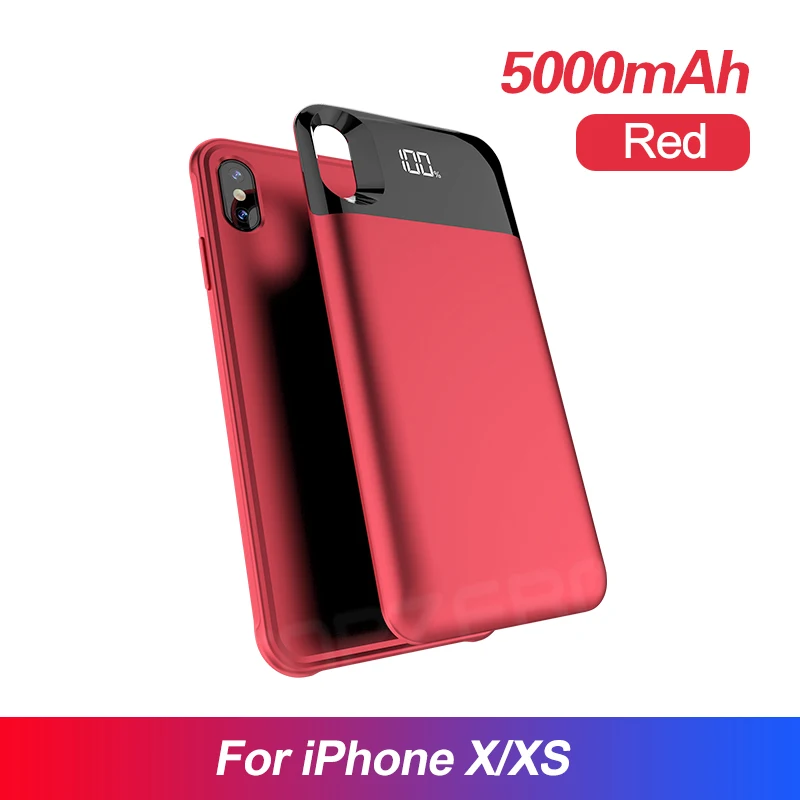 Чехол для зарядного устройства для iPhone 11 11 Pro Max, задняя крышка, 5000 мА/ч, чехол для зарядного устройства для iPhone X XS XR XS Max, чехол для аккумулятора - Color: Red For  X XS