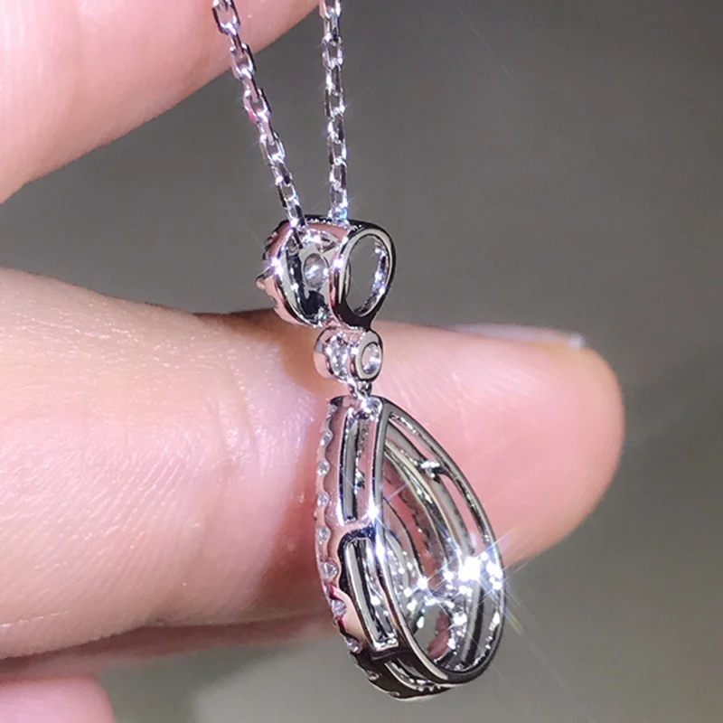 18 К позолоченная подвеска с имитацией бриллианта AAA циркон ключицы цепь подвеска в форме капли груши ожерелье женские ювелирные изделия