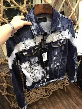 

NEW Mens Denim jacket Long Sleeve Cotton Jeans Cardigan Casual dsq jacket Men Tops Clothing
