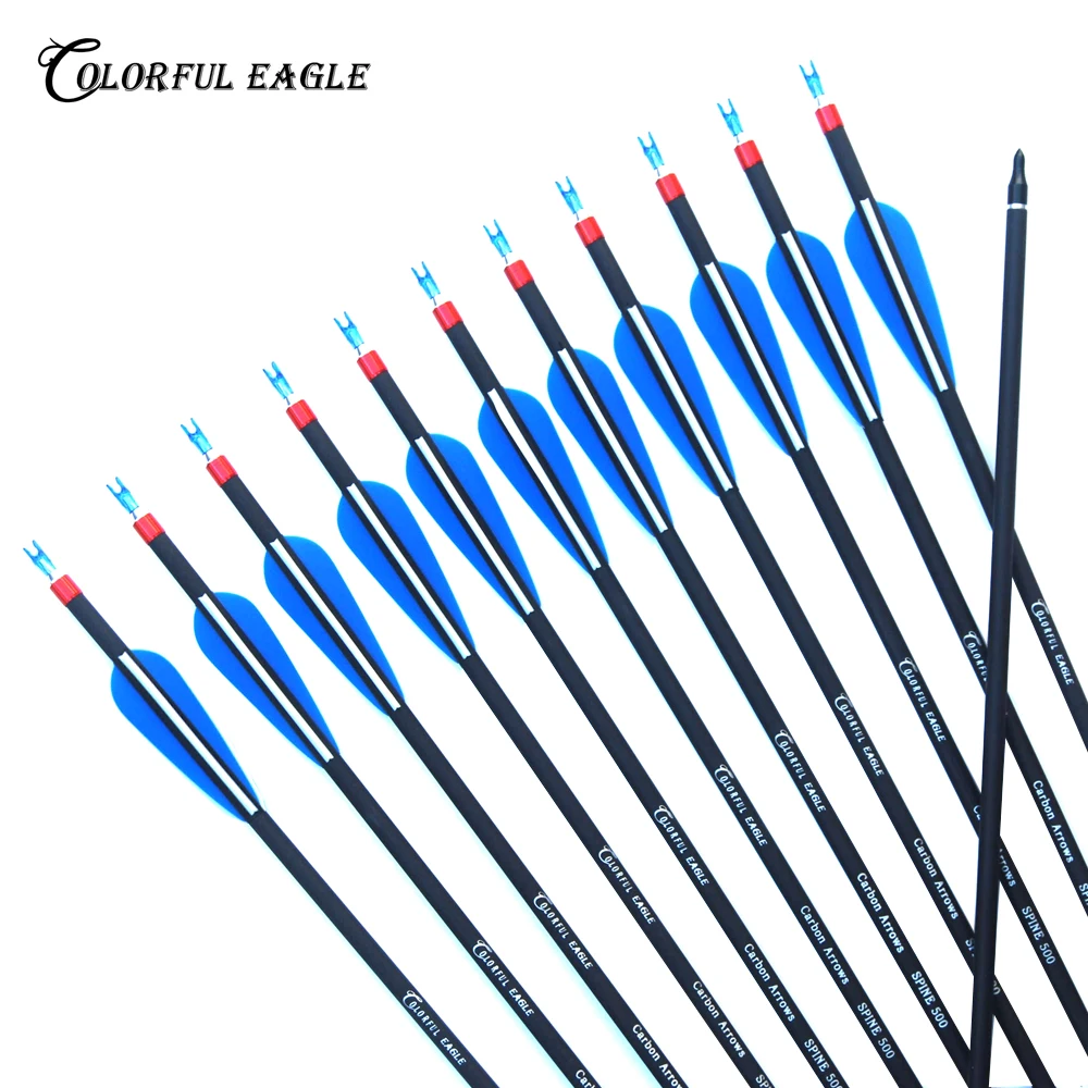 6/12/24/30pcs Carbon Arrows Spine 500 Od 7.6mm With Changeable