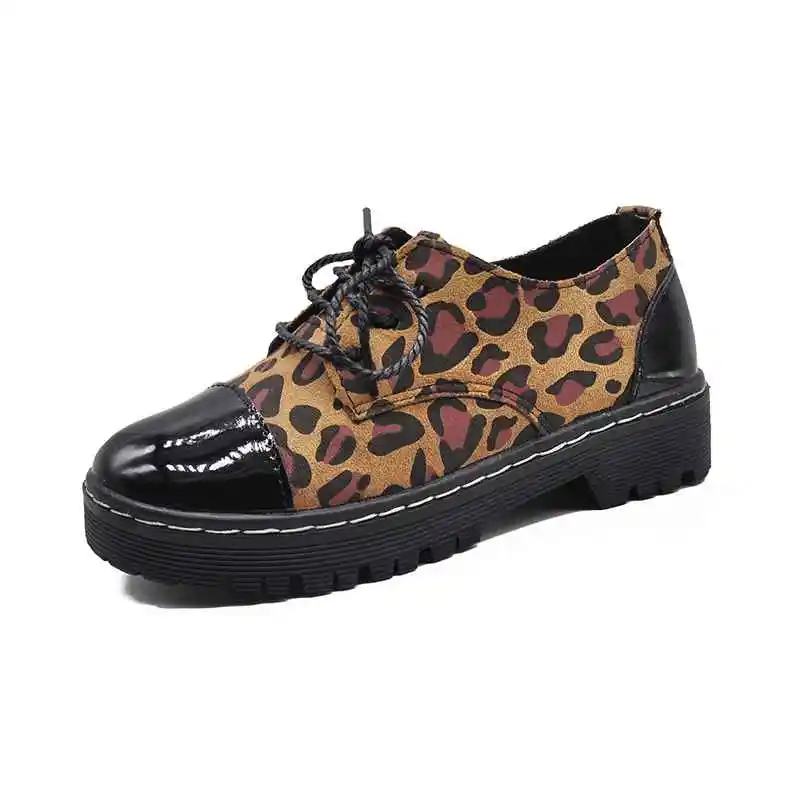 LightBrown Модные женские леопардовые мокасины из черной кожи; женские лоферы на плоской подошве; женские мокасины на толстой подошве; женская повседневная обувь - Цвет: LightBrown