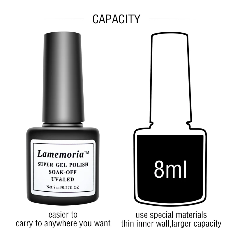 Lamemoria Гель лак для ногтей Art Vernis полуперманентный УФ светодиодный Топ маникюра