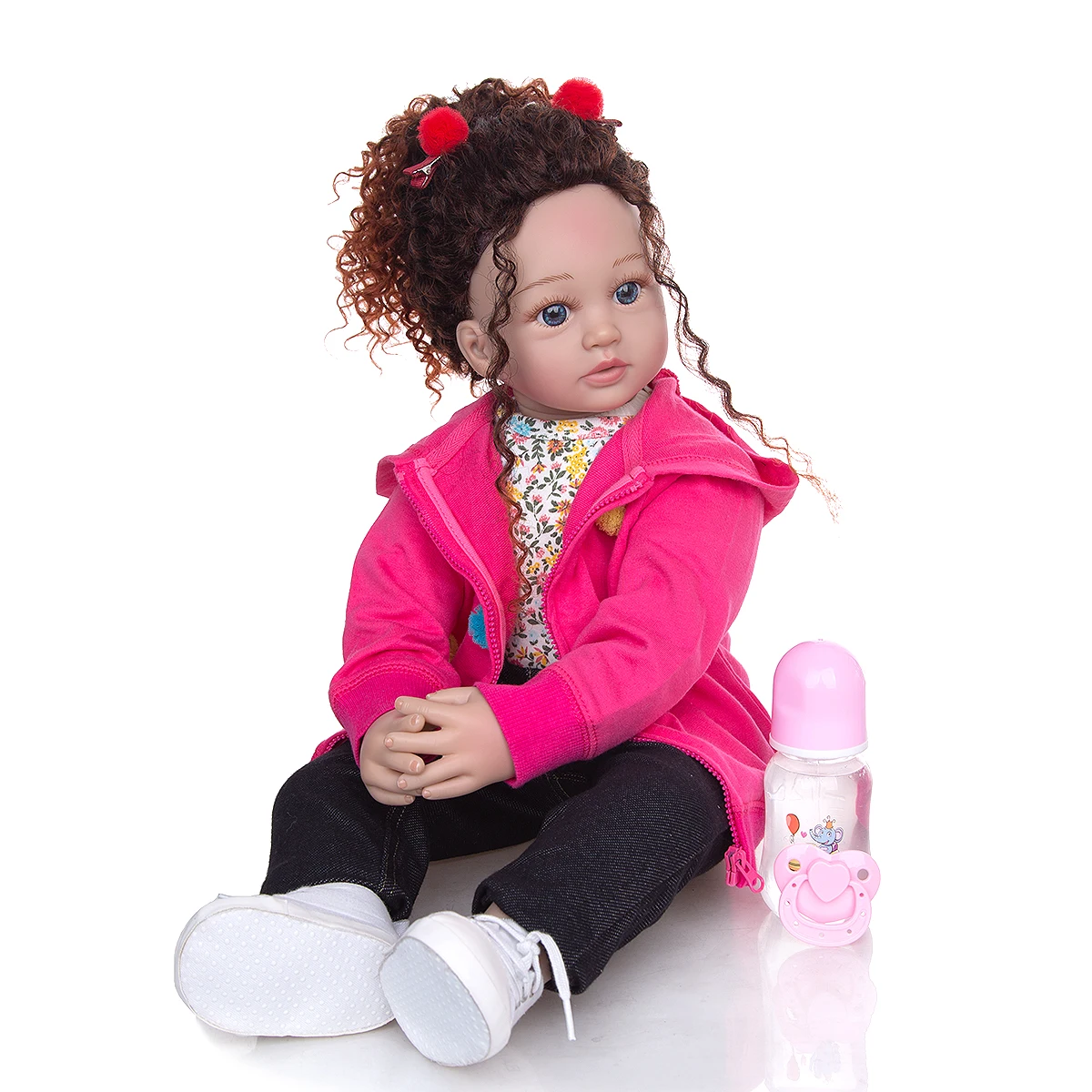 

New Design Density Curls Princess Reborn Baby Dolls Lifelike 24 inch bebe reborn toddler Toy Kids Cosplay Playmate Birthday Gift