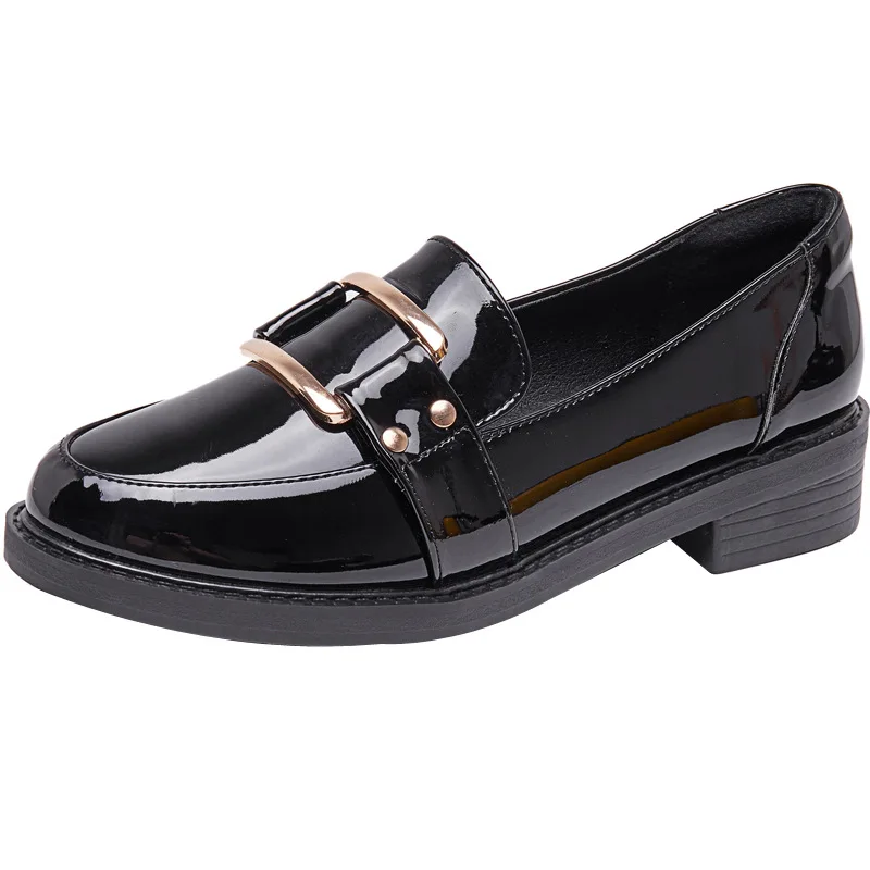 

Fimbrilla Versatile Korean-style Loafers Women's 2019 Solid Color New Style Loafers Flat England WOMEN'S Shoes Leather Shoes Sho