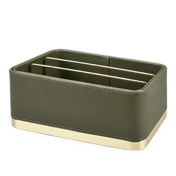 

Bedroom Living Room Solid Desktop Multi Grids Cosmetics Key Sundries Hallway Simple Luxury Makeup Storage Case PU Leather