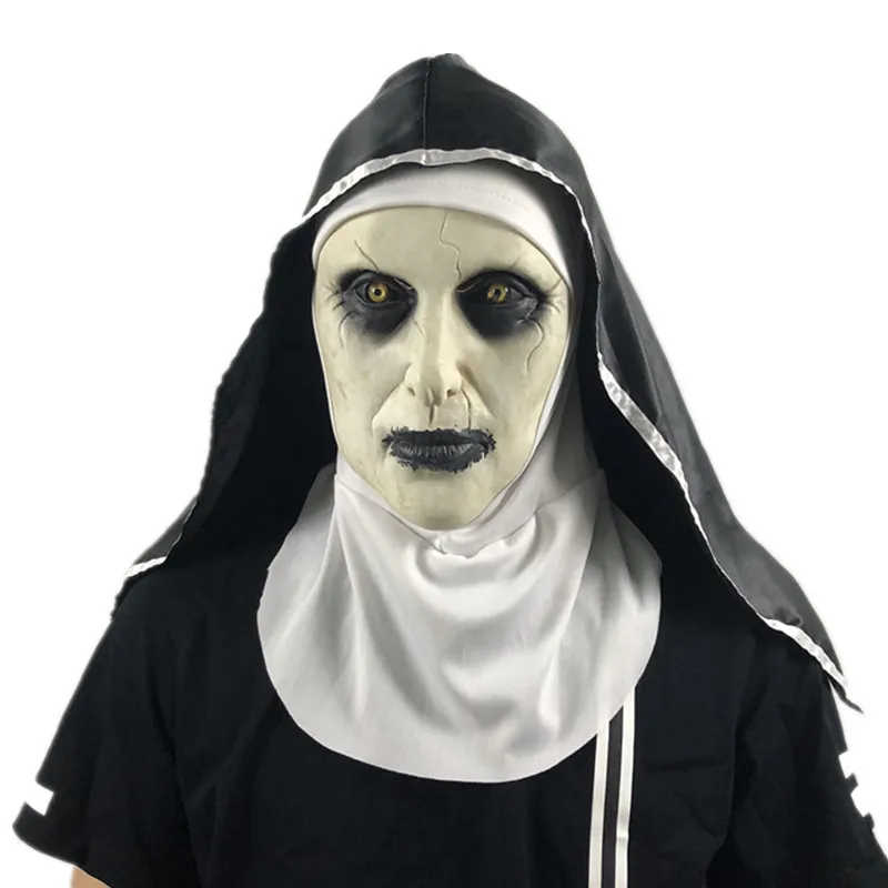 New-Movie-The-Nun-Costume-Mask-Cosplay-Adult-Long-Black-Scary-Nuns-Ghost-Clothes-Uniform-Horror