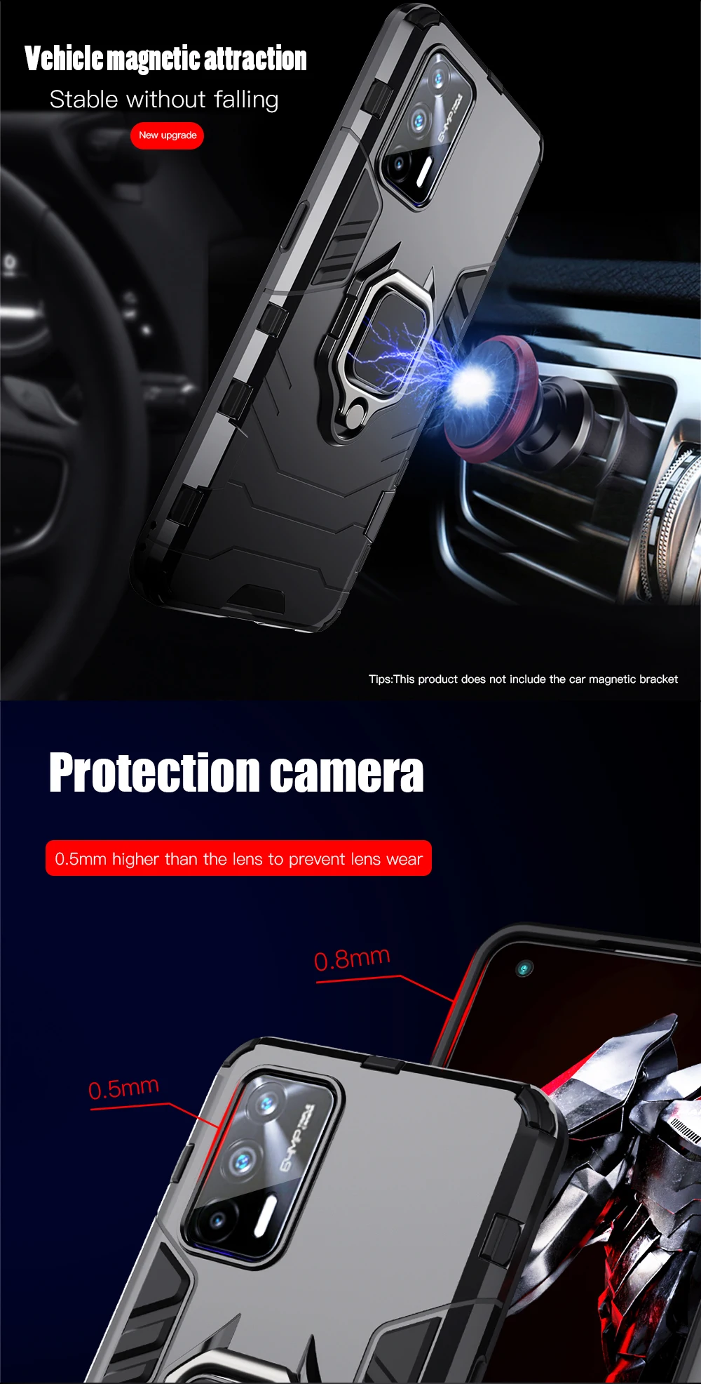 KEYSION غلاف واقي مضاد للصدمات ل Realme GT 5G GT Neo حامل حلقي الهاتف الغطاء الخلفي ل OPPO Realme X7 ماكس 5G الهند X7 برو الترا
