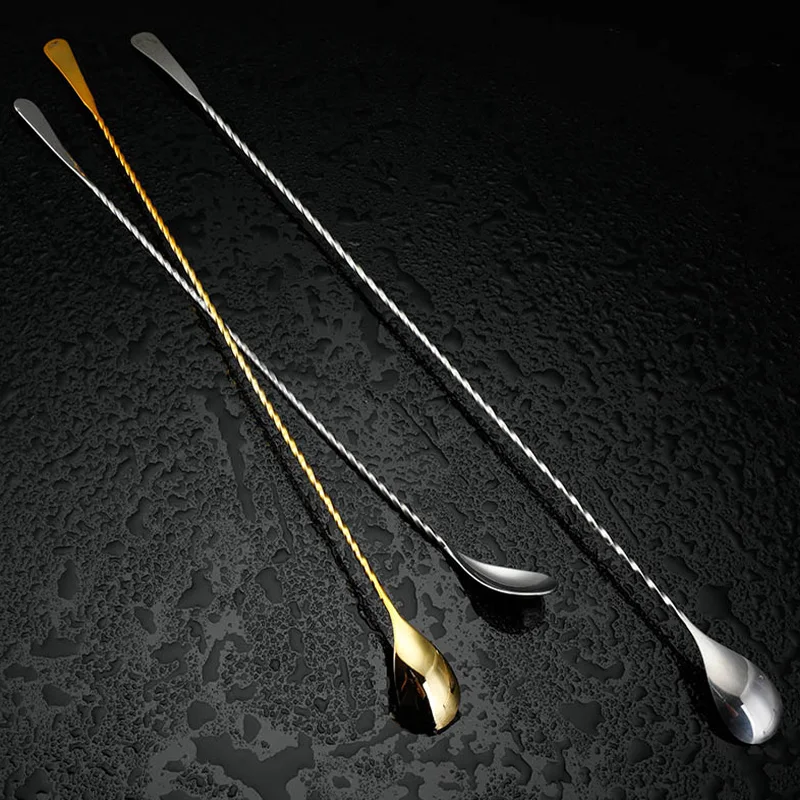 304 Stainless Steel Cocktail Bar Spoon 40CM Hoffman Drink Mixer Bar Stirring Mixing Spoon Spoons