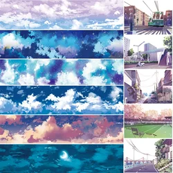 Bande adhésive washi ciel nuage pour scrapbooking, autocollants de décoration pour journal et livre 