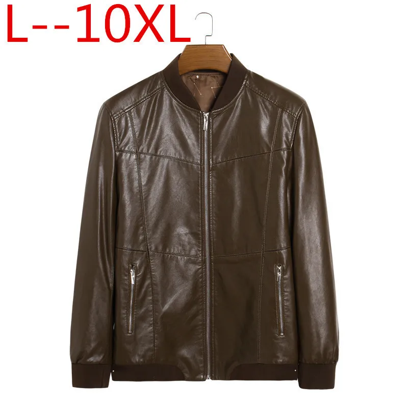 

Men's leather Jacket design stand collar Coat Men casual motorcycle leather coat Mens Sheepskin jackets Windbreaker Coats 10XL