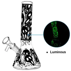 Brilho no escuro assustador crânio design de vidro decoração para casa artesanal portátil acessórios soldagem manual borosilicato brinquedo