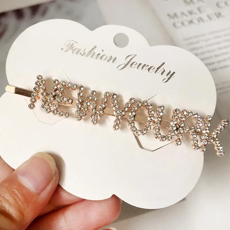 NEWYOURK Rose Gold 2 1 шт., заколки для волос с кристаллами и буквами, стразы, заколки для волос, заколки для волос, инструменты для укладки волос, аксессуары, ювелирный подарок - Цвет: NEWYOURK Rose Gold 2