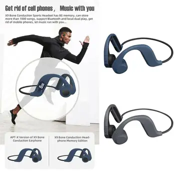 

X9 Bone Conduction Waterproof Bone Earphones with Mic Memory Riding Bluetooth For Sports Headphones Built-in Headphones 8GB T7G7