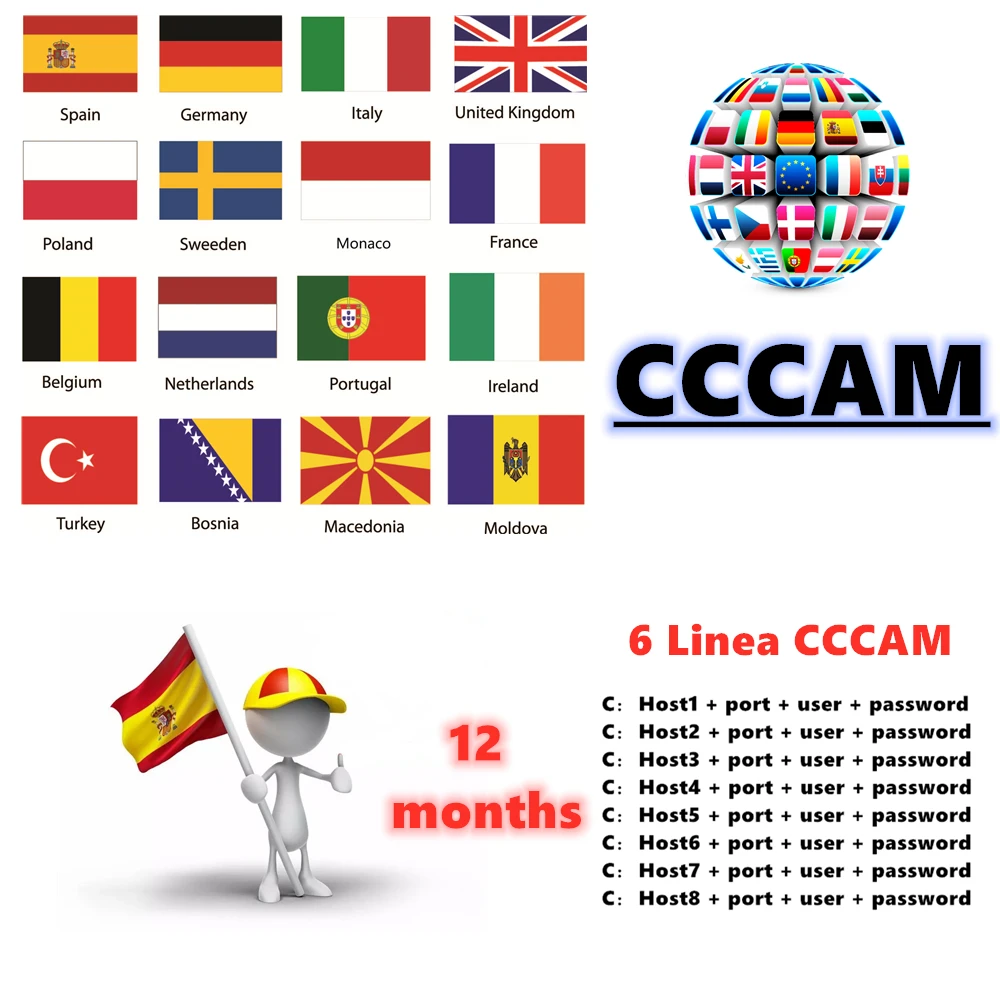 

HD 6 cccam cline is suitable for 1-year European Spain/Germany V8 super, v7 HD, v7s, IPS2 satellite receivers