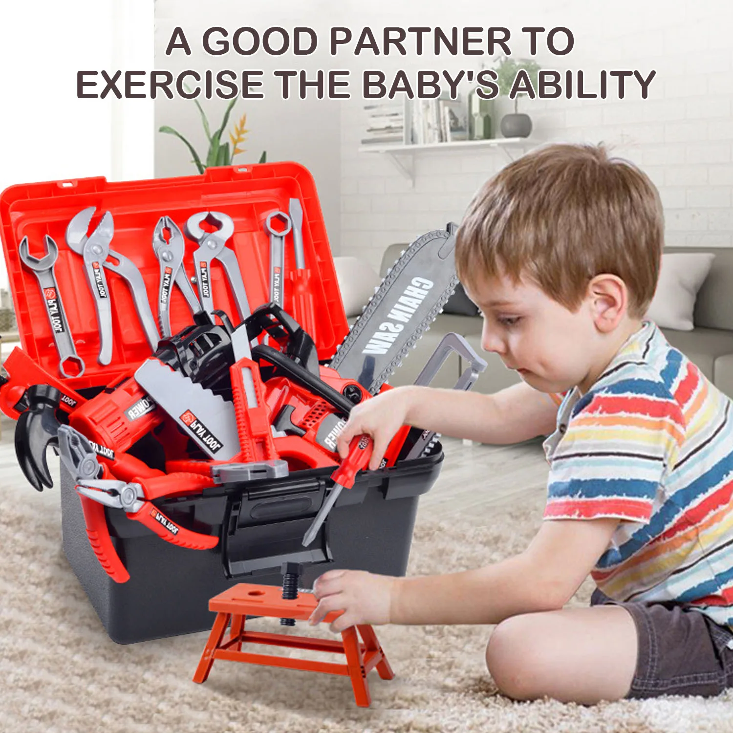 47PCS Engineer Simulation Box Repair Maintenance Tools Pretend Playset Role Play Toys for Children Kids Birthday Christmas Gift | Игрушки и