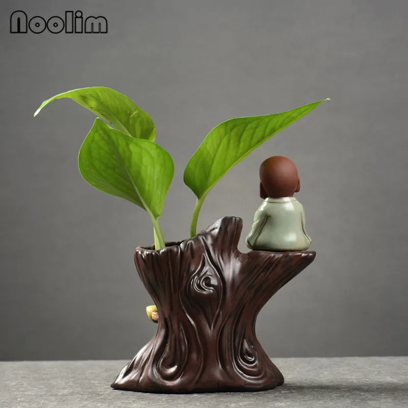 Креативный маленький монах белка гидропонная ваза зеленый цветочный горшок контейнер для гостиной настольный горшок украшение дома