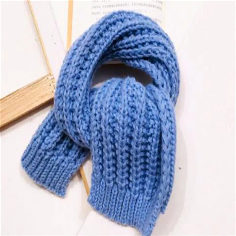 Маленький вязаный шарф, детский однотонный шарф, модный зимний шарф ярких цветов для маленьких мальчиков, коллекция года, HC022 - Цвет: HC022-blue