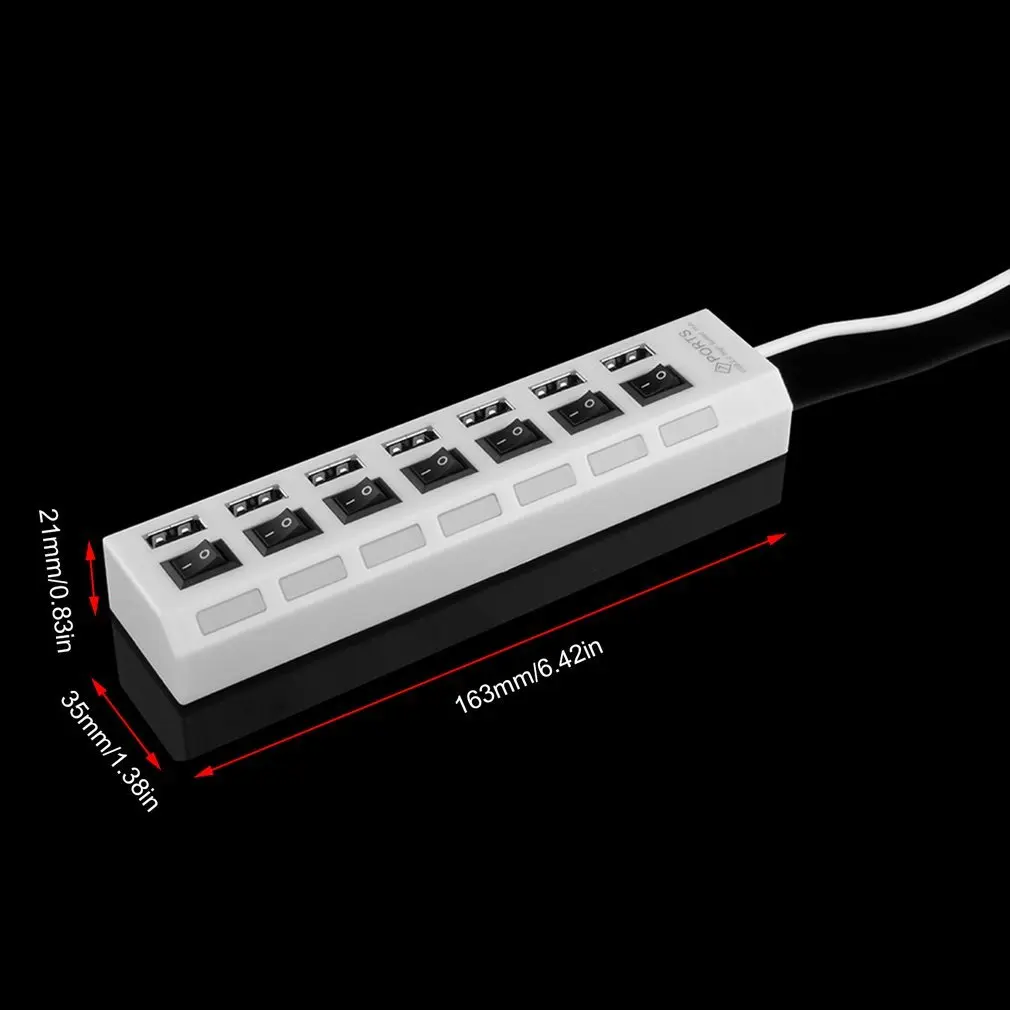 Горячий ВКЛ/ВЫКЛ Обмен переключатель мини 7 портов USB 2,0 High Speed концентратор Черный для ноутбука для ПК черный эргономичный дизайн
