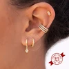 Simple or argent couleur ronde boucles d'oreilles 925 en argent Sterling petit cerceau boucles d'oreilles pour les femmes chaîne/serpent cercle boucles d'oreilles bijoux ► Photo 3/6