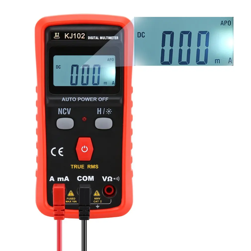 KJ102 1999 отсчетов Цифровой мультиметр автоматический диапазон True RMS AC/DC Вольт Ампер Ом Сопротивление непрерывность NCV тестер данных