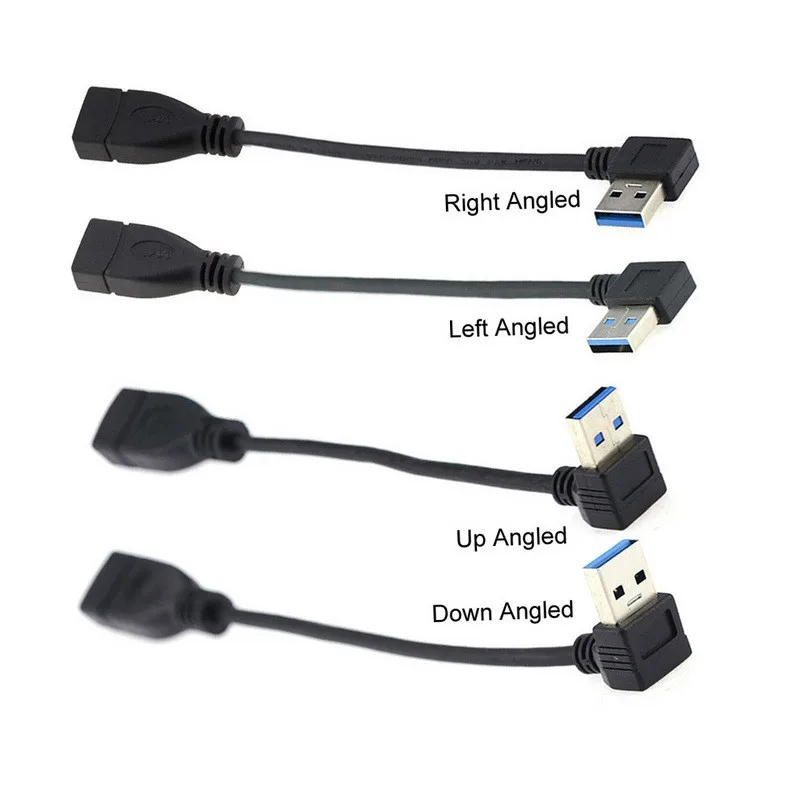 

USB 3,0 Мужской правый левый вверх вниз Угловой 90 градусов к USB 3.0 Тип-A Женский Удлинительный кабель 0,2 м 20 см 5 Гбит/с