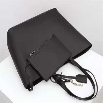 

Luxury Totes Message Bags Women Genuine Leather Handbags Fashion Design Top Quality Classic Ladies Bag with small purse cowhide