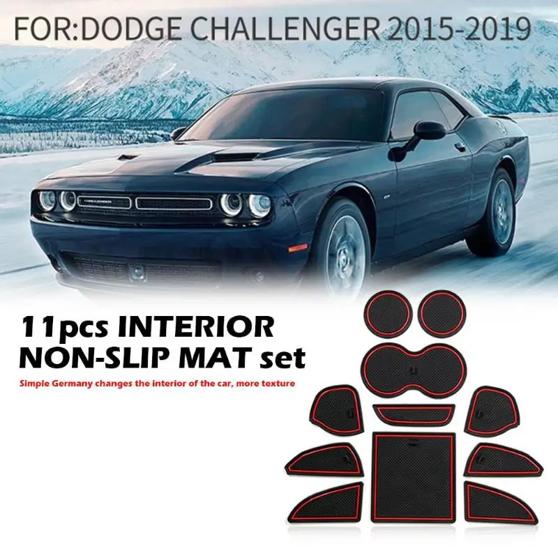 Non Slip Anti Dust Liners Excellent Craftsmanship Well Durability 11pcs/set Interior Door Console for Dodge Challenger