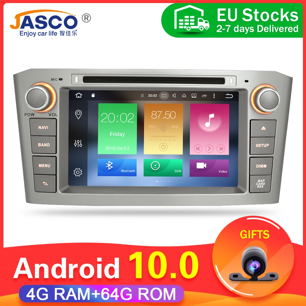 4g ram android 9.0 10.0car dvd estéreo multimídia unidade principal para toyota avensis/t25 2003-2008 auto rádio gps navegação vídeo áudio