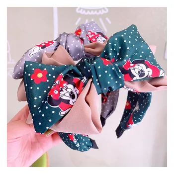 

Cartoon Srunchies Big Bow High Quality Mickey Minnie Hair Bows Ears Turban Bandanas Headband Women Hair Bands Hair Accessories