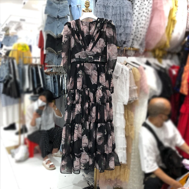 AELESEEN Runway Fashion Autumn Women Dress Full