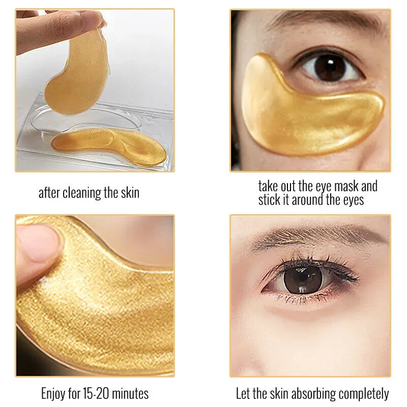 Gold Eye Mask Patches Crystal Collagen Anti Aging Remove Puffiness Dark Circles 10pcs