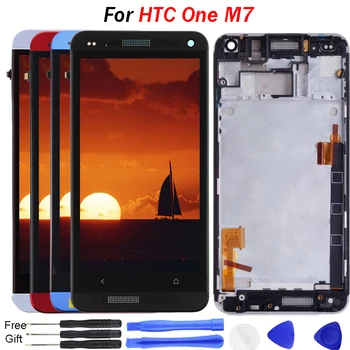 

4.7'' for HTC One M7 LCD Display Touch Screen Digitizer Assembly with Frame 801e Single SIM Replacement For HTC One M7 Display