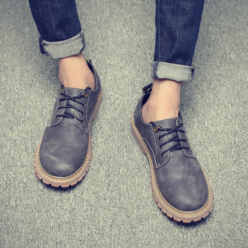 Новая мужская обувь для отдыха; повседневная обувь на шнуровке; нескользящая износостойкая резиновая подошва; мужская обувь на плоской подошве; большие размеры