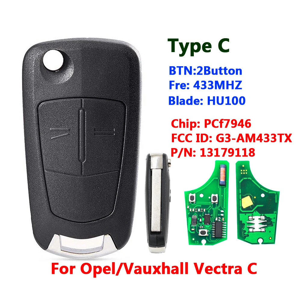 2 Button Flip Remote Key 433MHZ for Opel Vectra C with PCF7946 Chip(NOT PCF7926) Good Quality | Автомобили и мотоциклы
