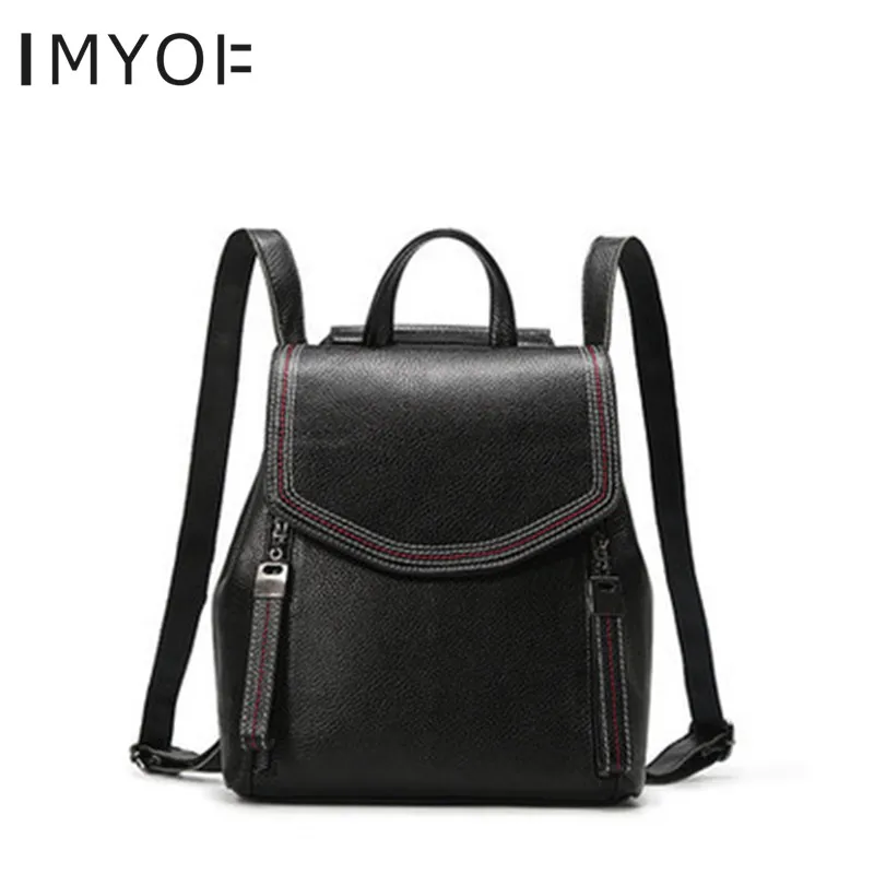 IMYOK новые винтажные рюкзаки, модные женские мягкие сумки из коровьей кожи, женские ретро рюкзаки для девочек, школьные сумки, рюкзаки