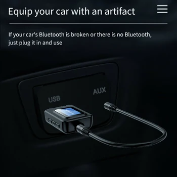 

LCD Transmitter BT5.0 Audio USB 3.5mm Stereo Jack Adapter Car TV Stable