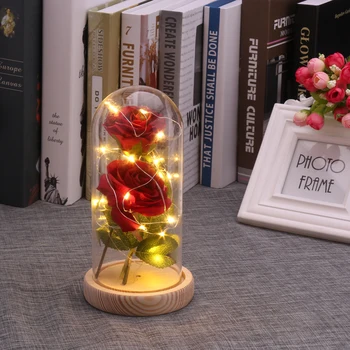 

Beautiful Eternal Rose Eternelle LED Light Beauty And The Beast Rose In Glass Dome For Mother's Birthday Valentines Day Gift
