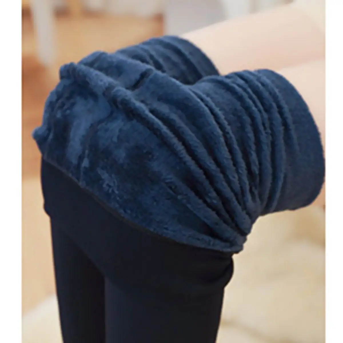 Теплые зимние женские леггинсы, модные однотонные теплые плотные флисовые обтягивающие леггинсы с высокой талией, Стрейчевые брюки - Цвет: Тёмно-синий