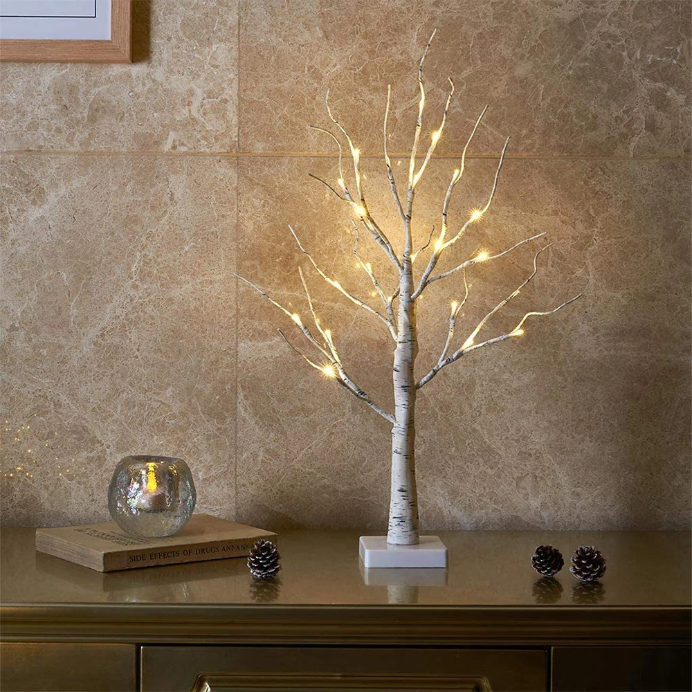 Arbre lumineux - Arbre lumineux d'intérieur en bouleau avec 144 lumières LED  blanc