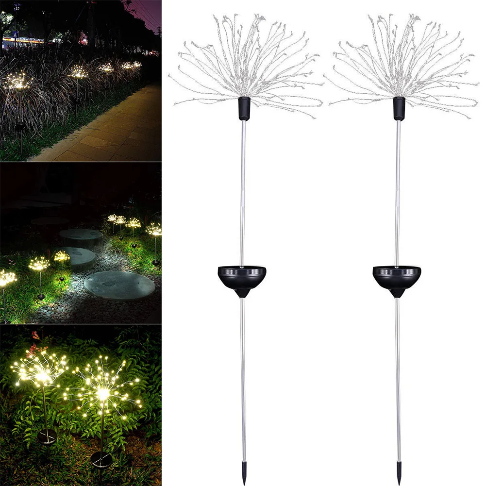 

2pcs 120LED Solar Fireworks Light Weatherproof Decorative for Garden Lawn Field WWO66