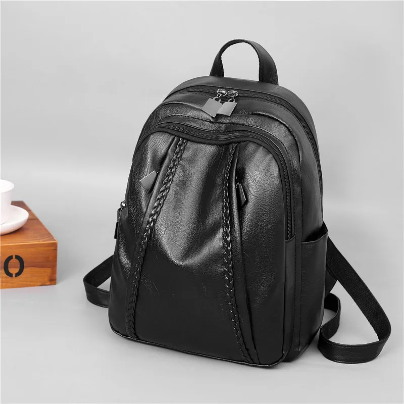 Bag women 2020 new bag sheepskin backpack European and American fashion soft leather double backpack Bag women 2020 new bag sheepskin backpack European and American fashion soft leather double backpack