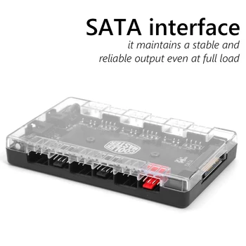 

1 to 6 PWM ARGB Fan HUB Splitter 4 Pin PWM 3 Pin Addressable RGB Adapter SATA Interface Concentrator For Desktop PC