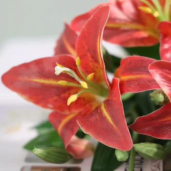 

New Hot DIY Handmade Flowers Set Lifelike Lily Home Office Decor Elegant Flower Arrangements SMD66