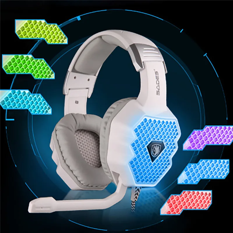 SADES A70 дышащий светодиодный светильник игровая стереогарнитура с глубокими