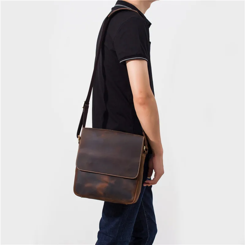 Деловая сумка, винтажная, мужская, натуральная, Crazy Horse, кожа, через плечо, на плечо, iPad, сумки, портфель, сумки для мужчин, 3823