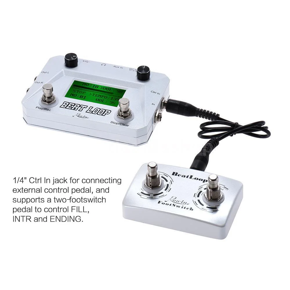 Rowin LBL-01 Guitar Beat Loop Pedals Drum Looper Machine 40 Drums Rhythm 50min Looper Recording Time Footswith freely included