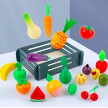 

Wooden Pretend Play Toys Fruit Cutting Vegetables Cut Set Children Play House Stimulation Kitchen Toys Playset Educational Toy