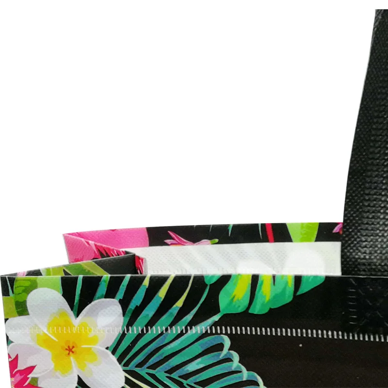 Folding Bag Creative Fashion Flamingo Printing Non-woven Fabric Folding Bag Black Multiple Flamingo Covered Shopping Bag 5